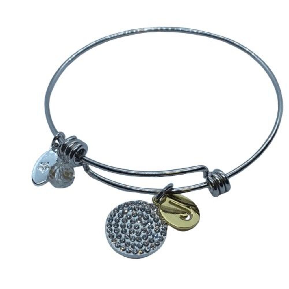 Unwritten Silver Tone Golden "J" Monogram Initial Charm Bracelet